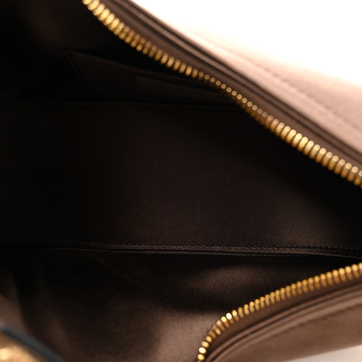 Satin Crystal Mini Vlogo Moon Bag Brown