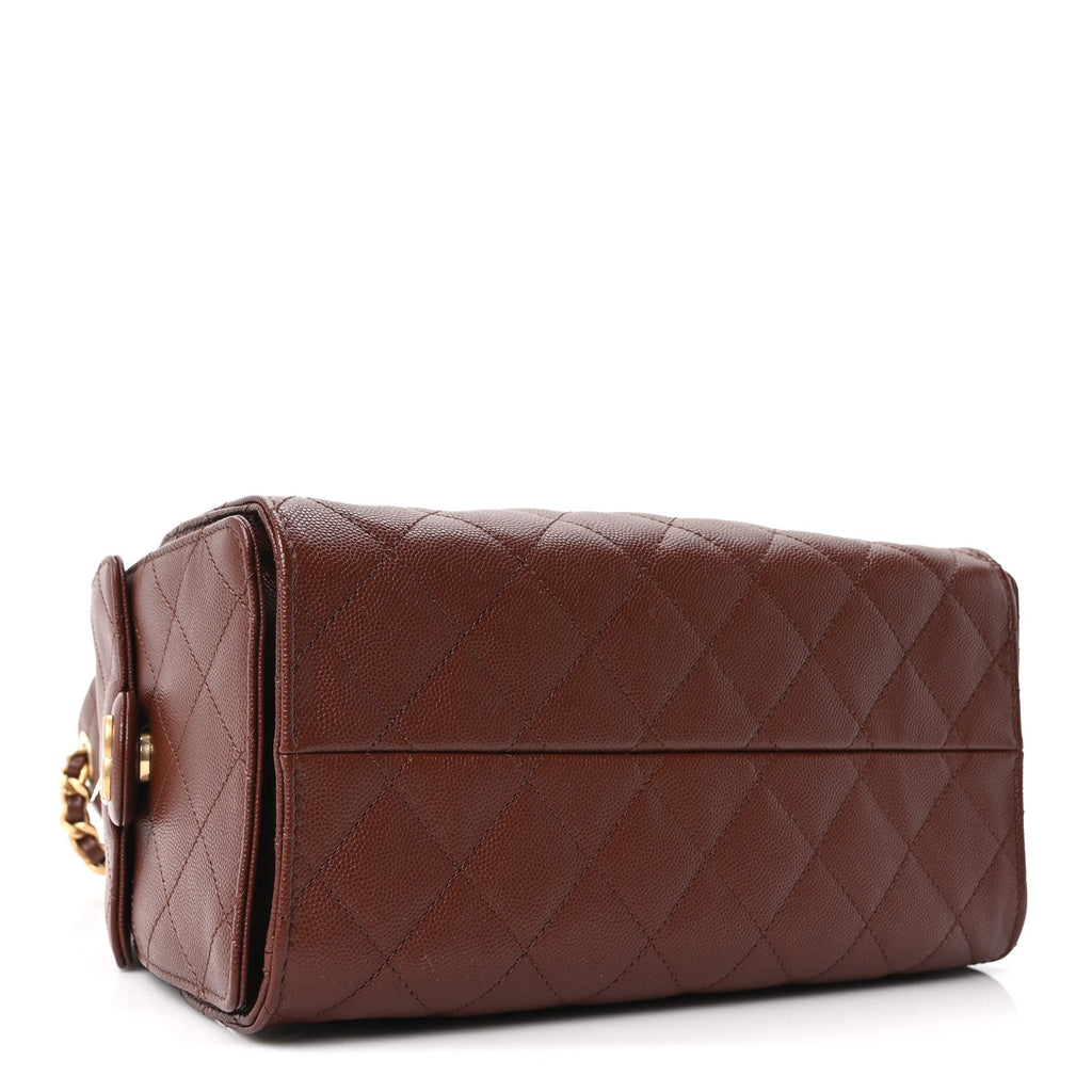 Caviar Quilted Small Chanel 25 Handbag Brown