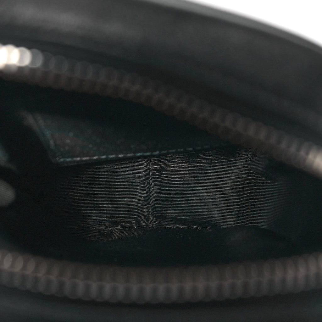 Sakai Be Green Calfskin Diagonal Stitched Mini Blondie Vertical Shoulder Bag Black