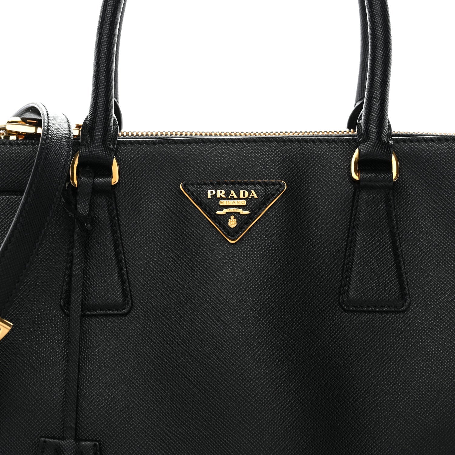 Saffiano Small Galleria Double Zip Tote Black