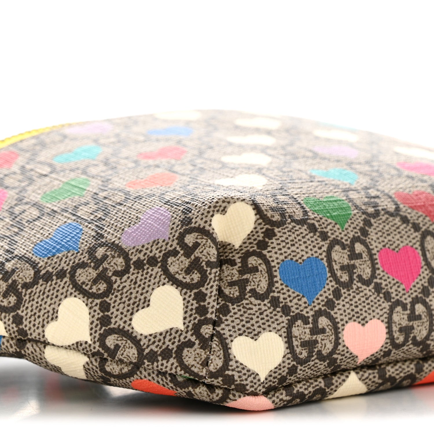 Soft GG Supreme Monogram Hearts Web Childrens Belt Bag Beige Ebony Multicolor Freesia