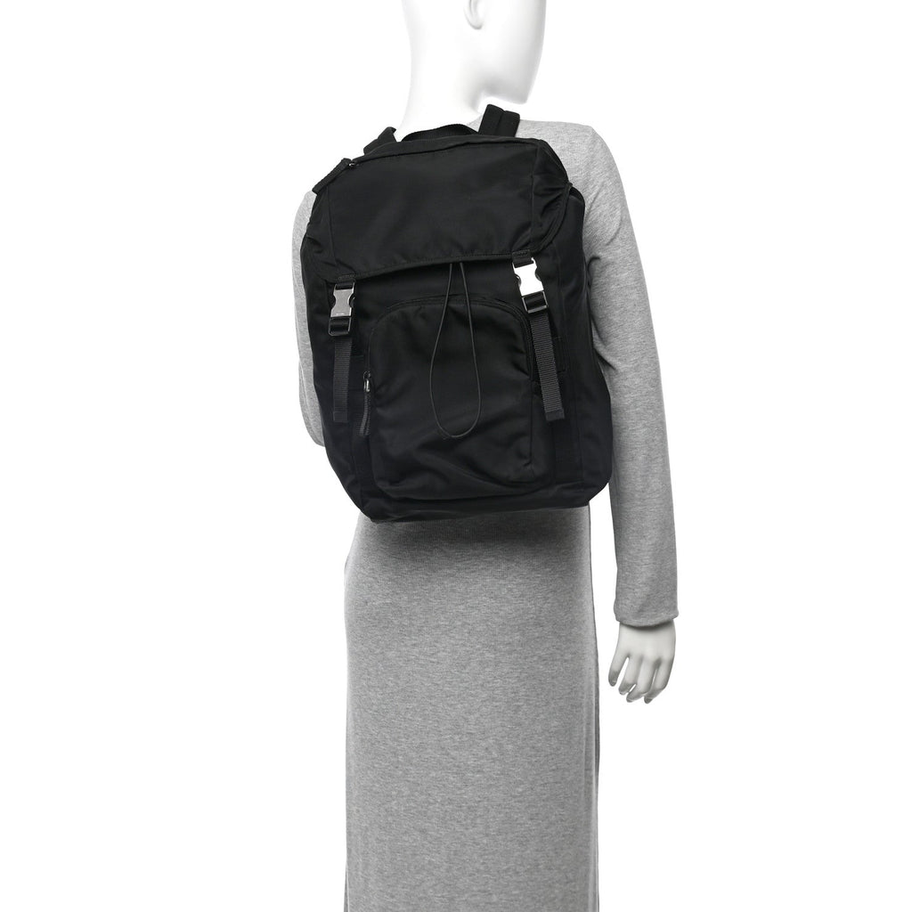 Tessuto Nylon Montagna Double Buckle Backpack Black