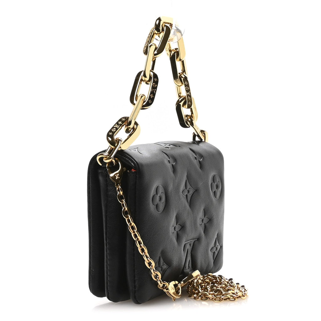 Lambskin Embossed Monogram Coussin Belt Bag Black