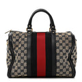 Monogram Selleria Calfskin Vintage Web Medium Boston Beige Blue