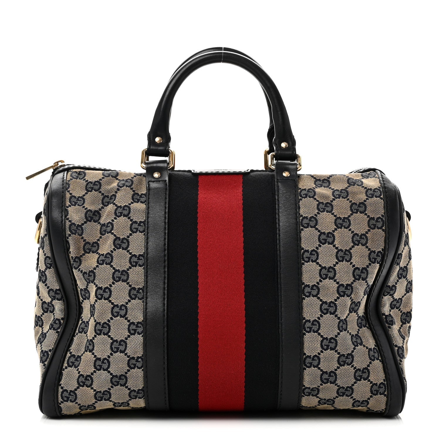 Monogram Selleria Calfskin Vintage Web Medium Boston Beige Blue