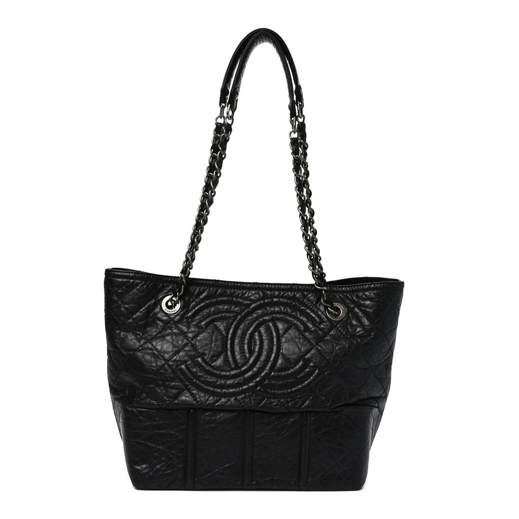 Aged Calfskin Small Shopping in Moscow Tote Black