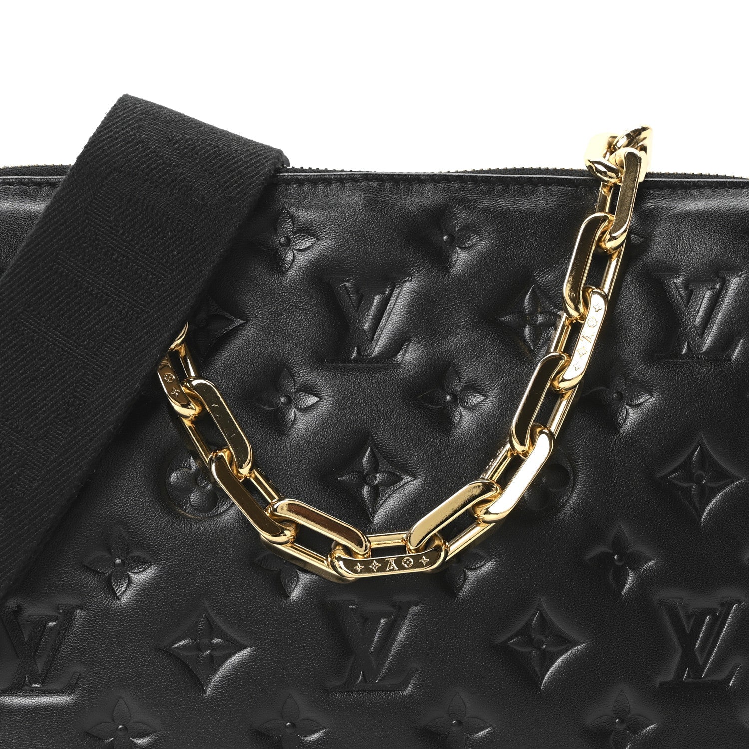Lambskin Embossed Monogram Coussin PM Black