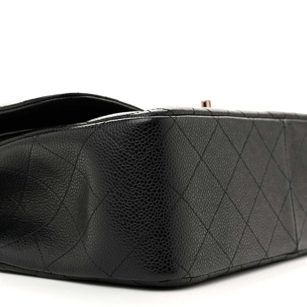 Caviar Quilted Jumbo Double Flap Black