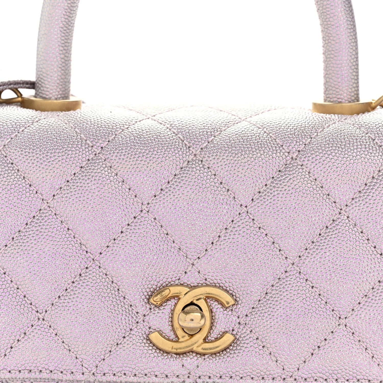 Metallic Caviar Quilted Mini Coco Handle Flap Light Pink