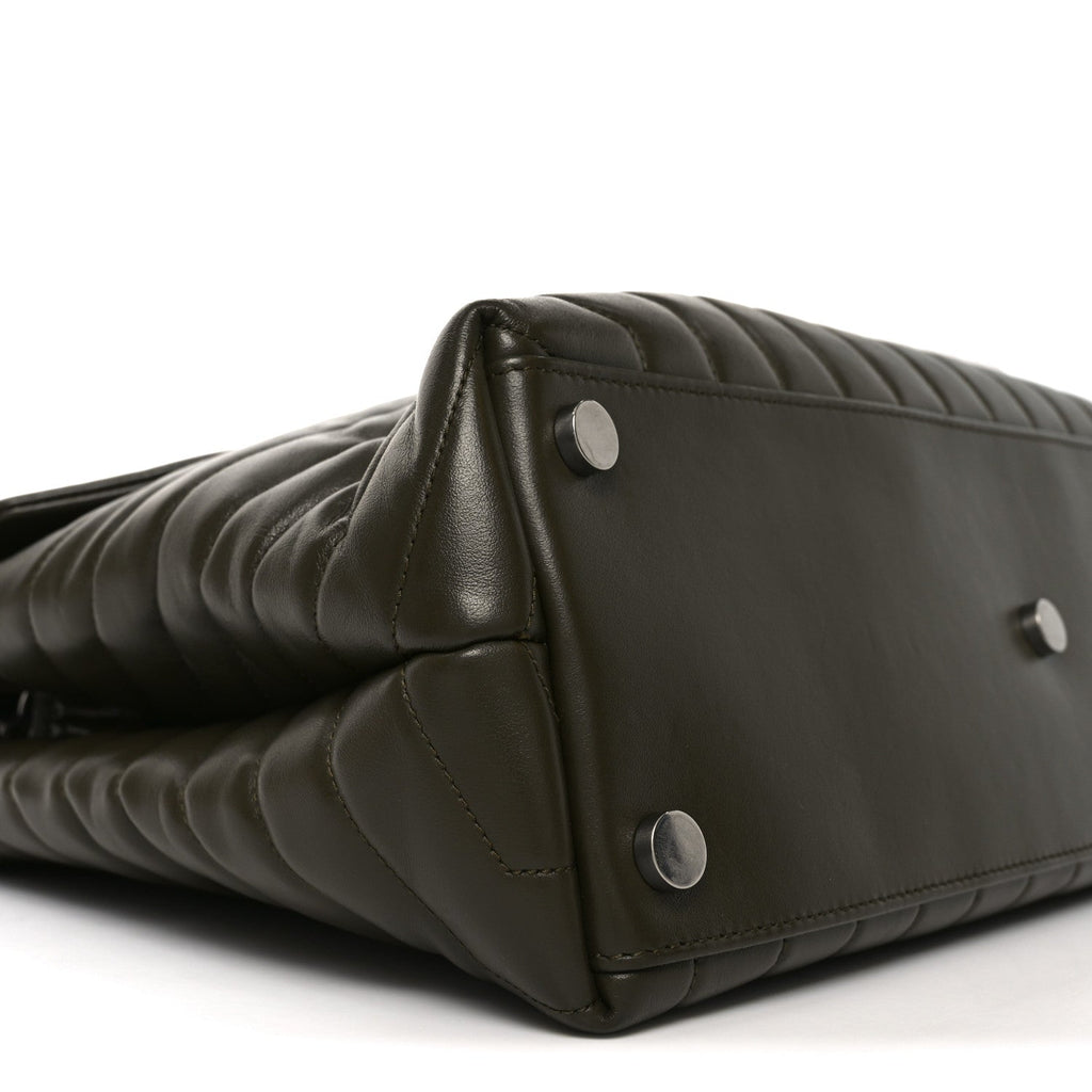 Calfskin Y Quilted Monogram Large Loulou Chain Satchel Kaki Fonce