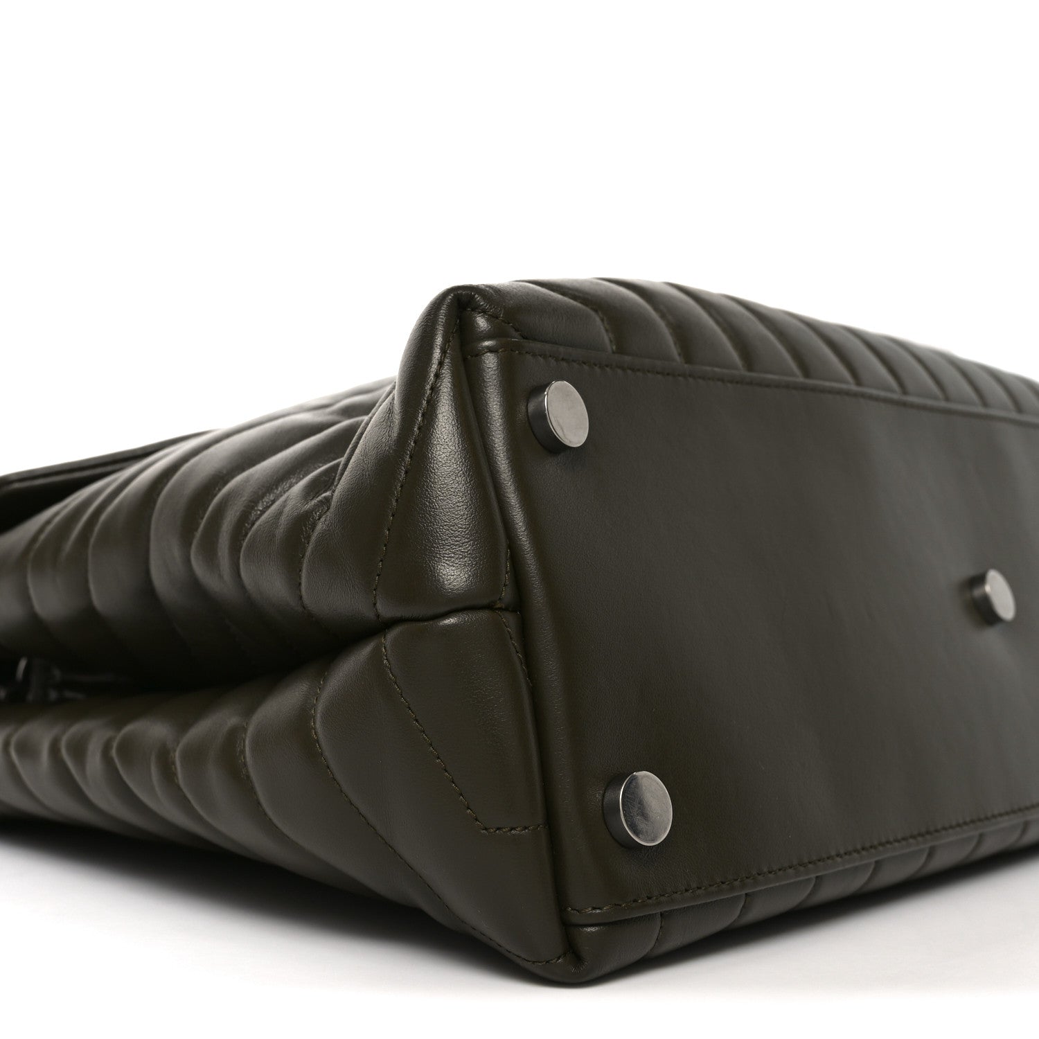 Calfskin Y Quilted Monogram Large Loulou Chain Satchel Kaki Fonce