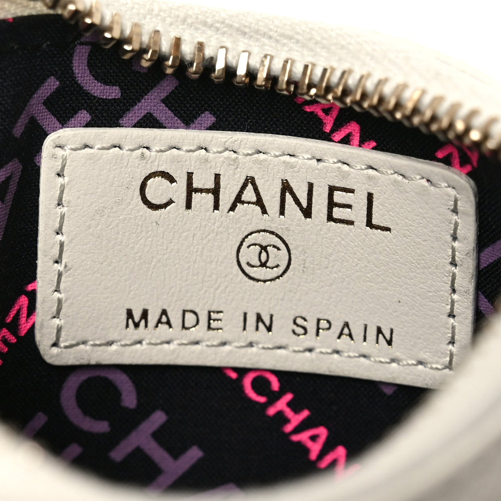 Caviar Quilted CC Zip  Holder White