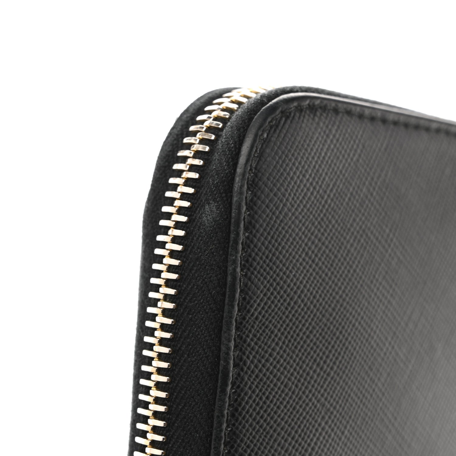 Saffiano Metal Zip Around Wallet Black