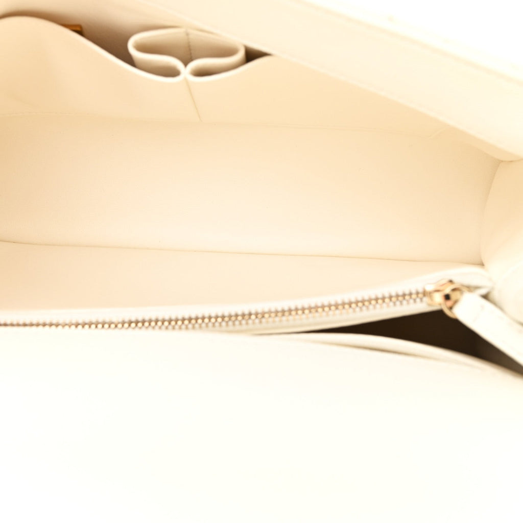 Caviar Quilted Small Coco Handle Flap White
