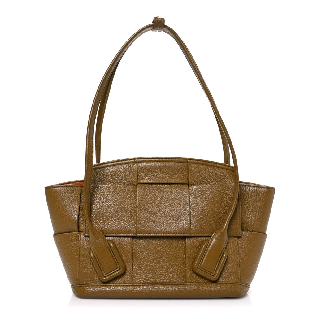 Grained Calfskin Maxi Intrecciato Small Arco Moutarde