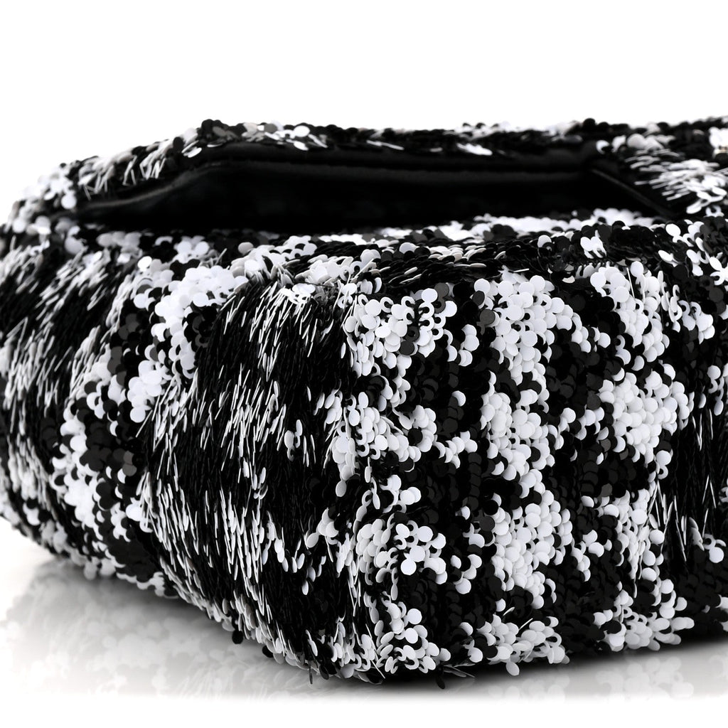 Sequin Houndstooth Small Flap Black White