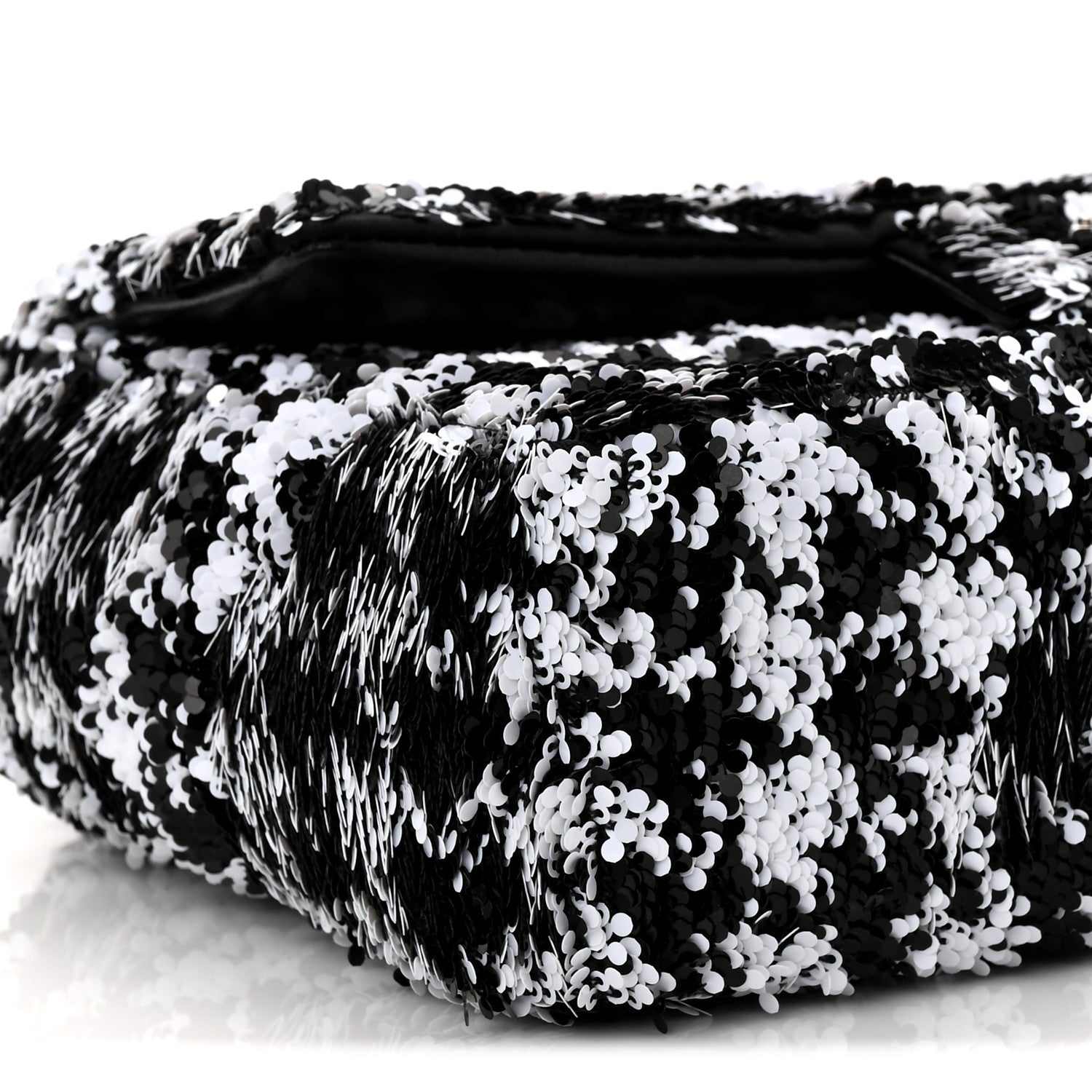 Sequin Houndstooth Small Flap Black White