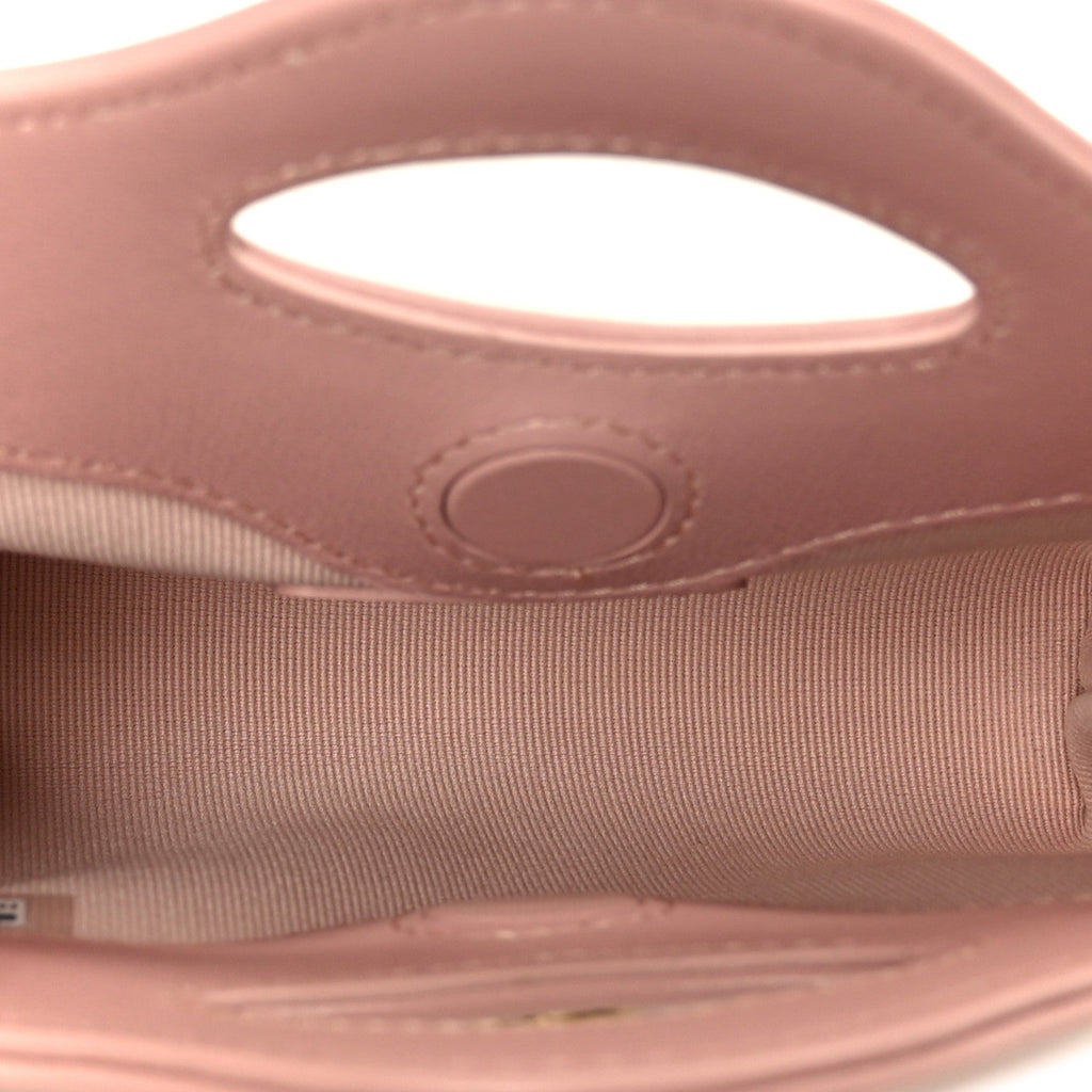 Suede Shiny Crumpled Calfskin Quilted Micro 31 Shopping Bag Light Pink