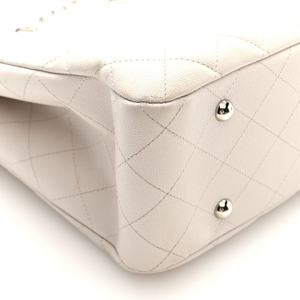 Caviar Quilted Large CC Shopping Tote Ivory