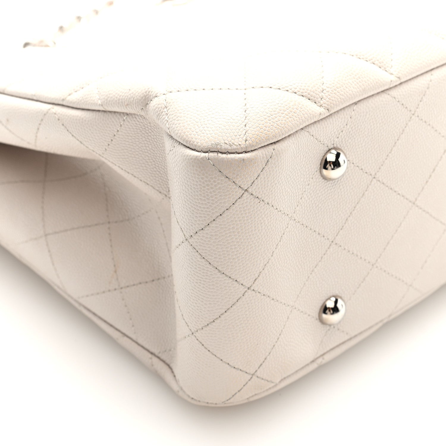 Caviar Quilted Large CC Shopping Tote Ivory
