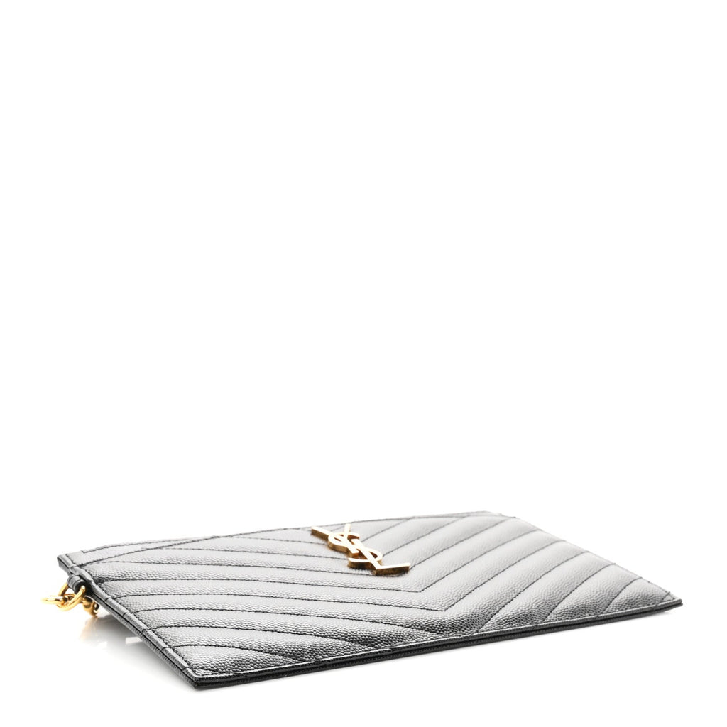 Grain De Poudre Chevron Monogram Large Bill Pouch Black