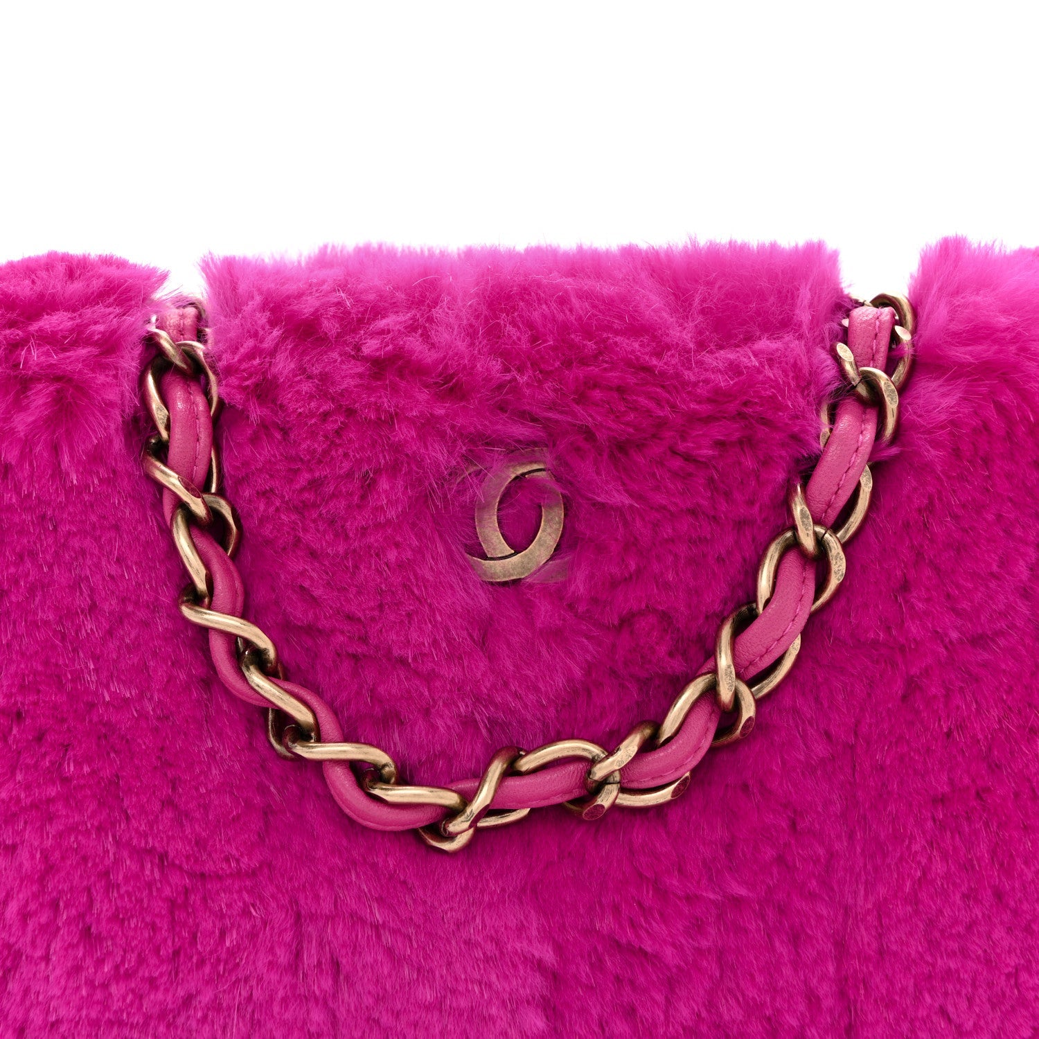 Rabbit Fur Shoulder Bag Fuchsia