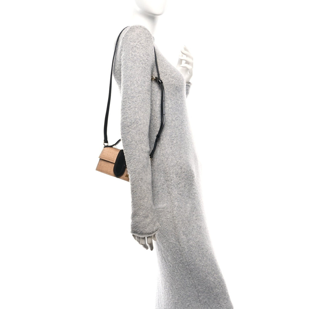Raffia Smooth Calfskin Le Bambino Ivory Black