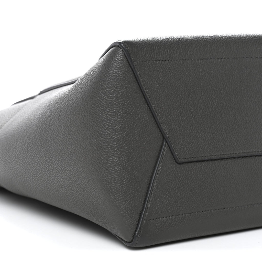 Soft Grained Calfskin Sangle Bucket Bag Grey
