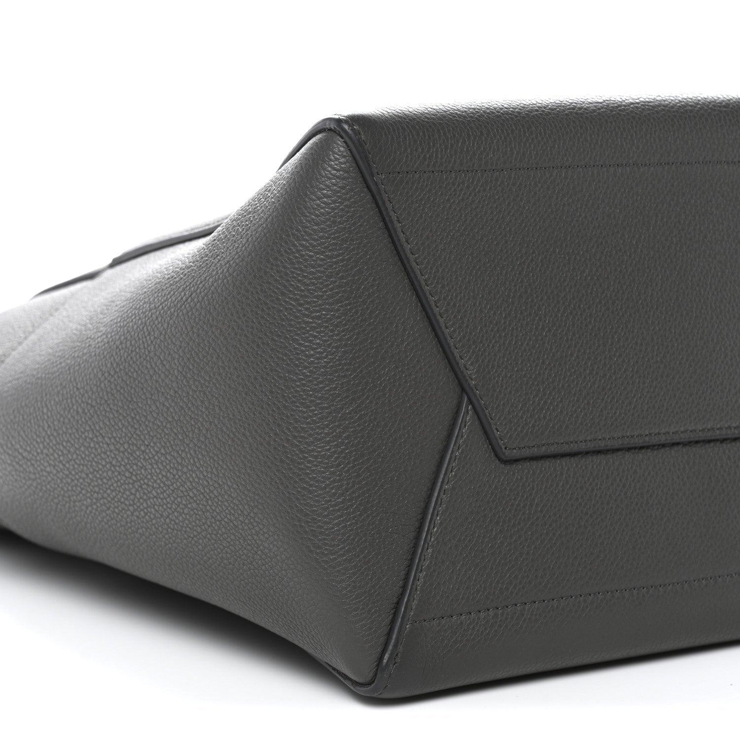 Soft Grained Calfskin Sangle Bucket Bag Grey