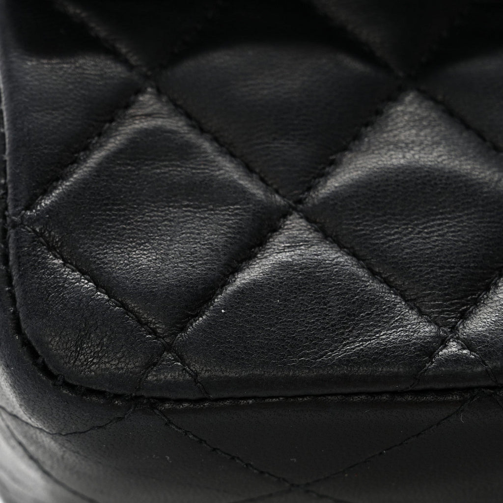 Lambskin Quilted Small Double Flap Black