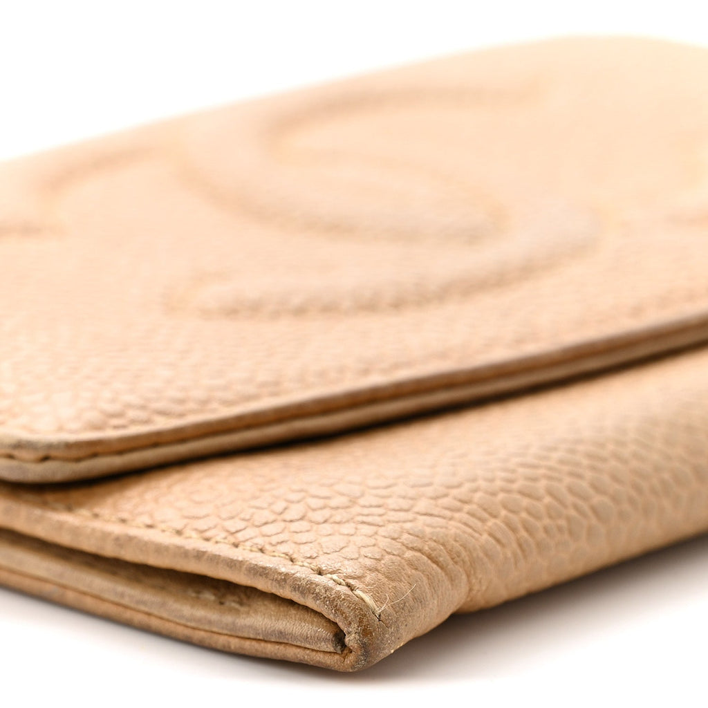 Caviar Timeless CC Compact Flap Wallet Beige