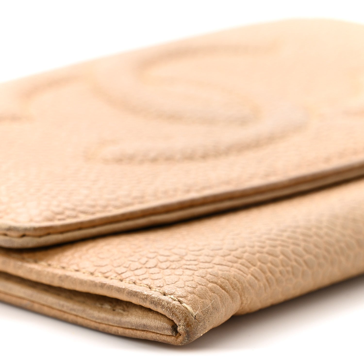 Caviar Timeless CC Compact Flap Wallet Beige