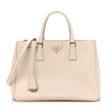 Saffiano Lux Medium Galleria Double Zip Tote Talco