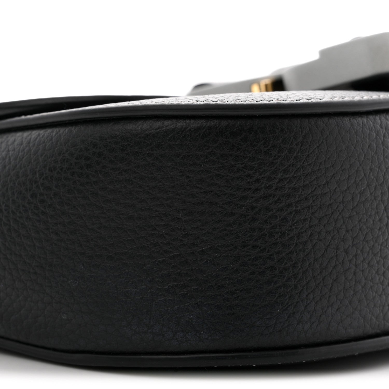 Grained Calfskin Saddle Messenger Bag With Strap Black