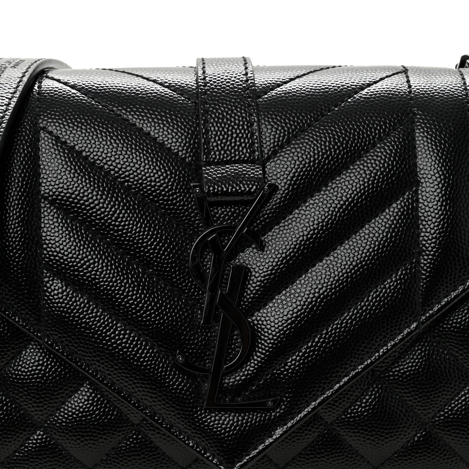 Grain De Poudre Textured Mixed Matelasse Triquilt Small Monogram Monochrome Satchel Black