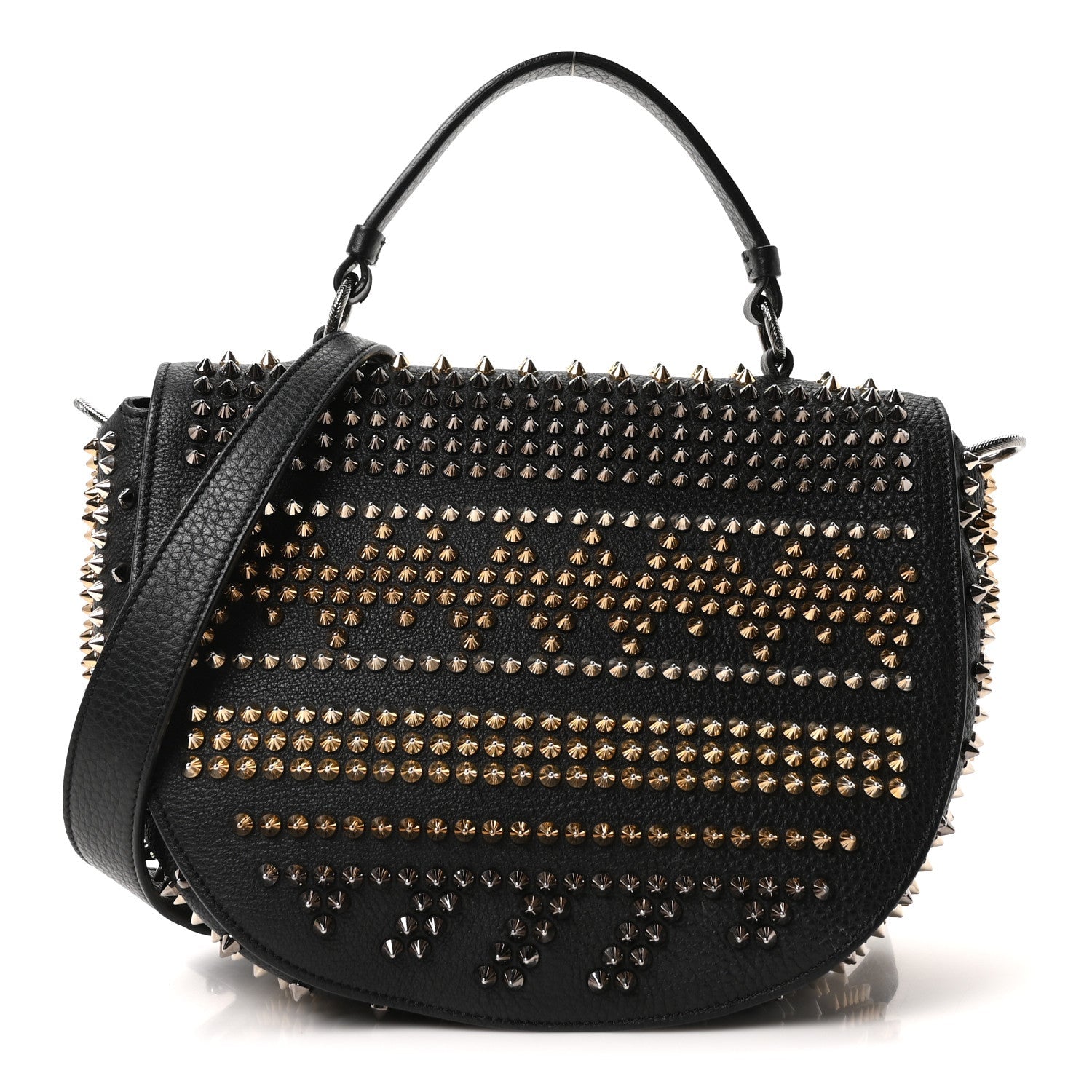 Calfskin Mix Chevron Spikes Panettone Messenger Black
