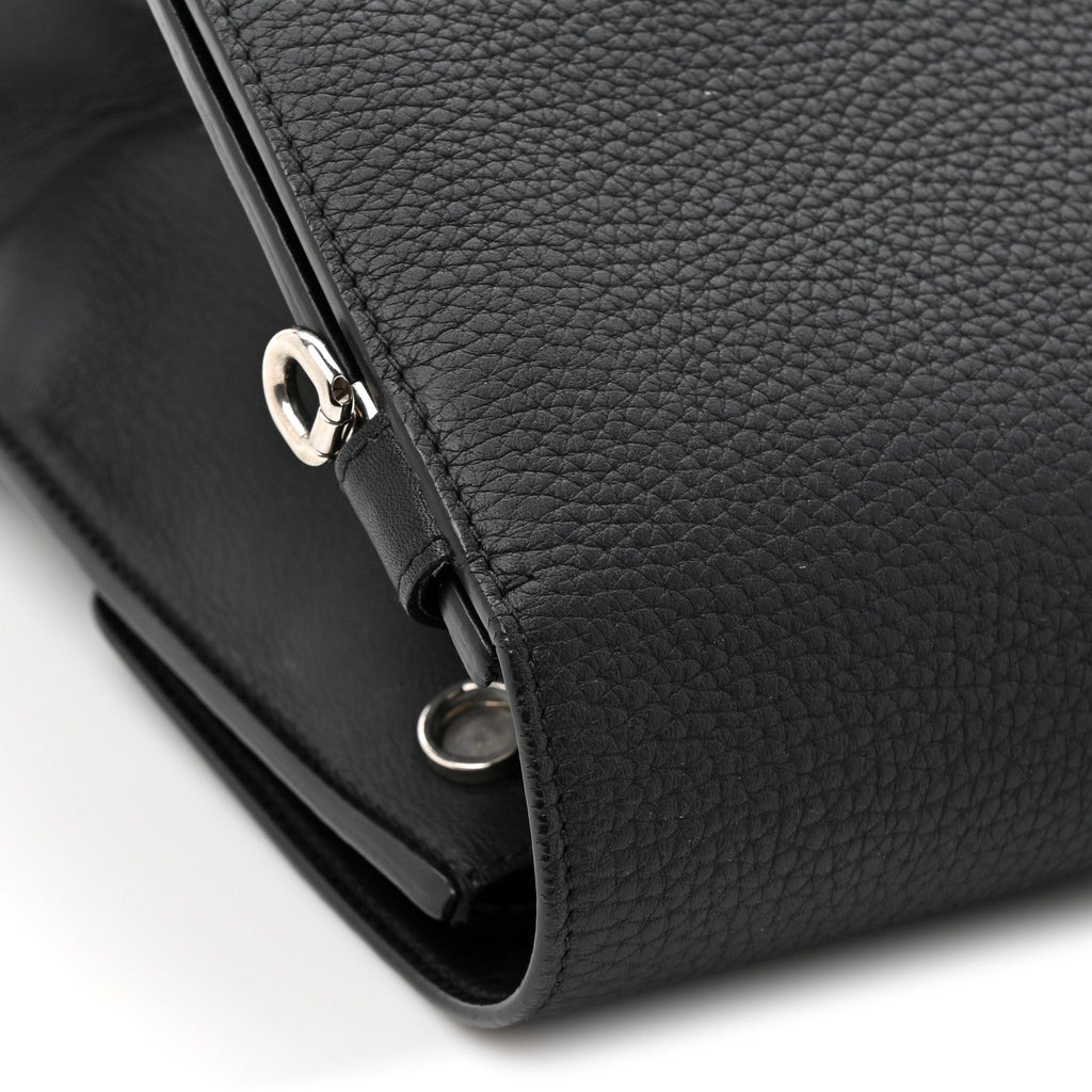 Grained Calfskin Large Diorever Flap Black