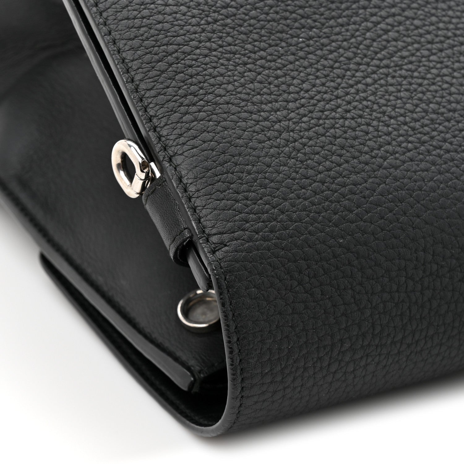 Grained Calfskin Large Diorever Flap Black