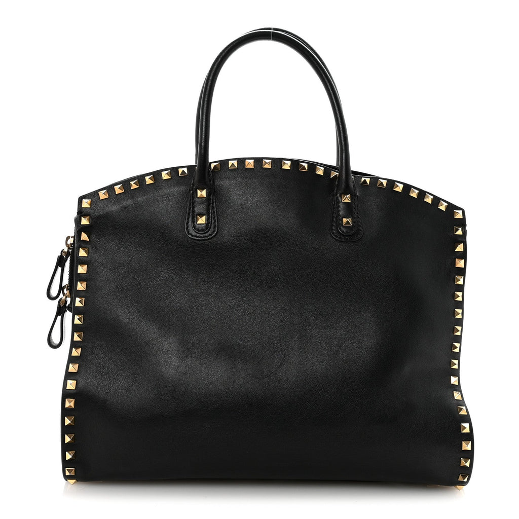Vitello Rockstud Dome Shopper Black