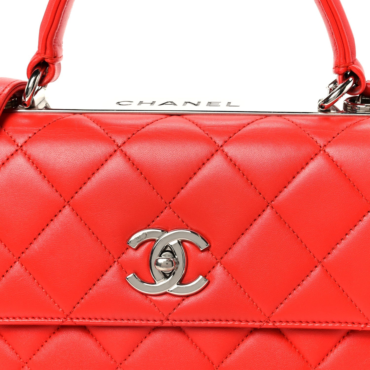 Lambskin Quilted Small Trendy CC Flap Dual Handle Bag Red