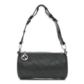 Sakai Be Green Calfskin Diagonal Stitched Mini Blondie Barrel Shoulder Bag Black
