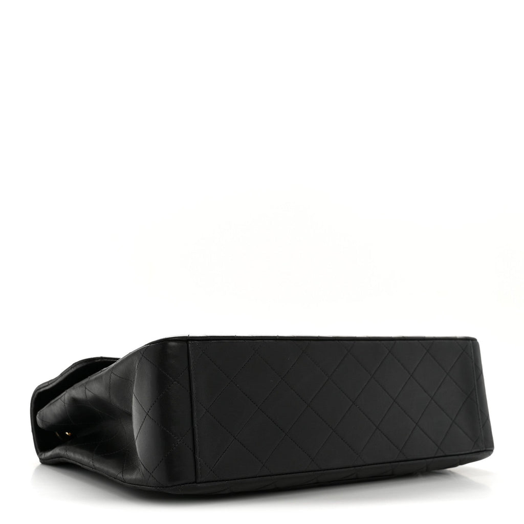Lambskin Quilted XL Jumbo Single Flap Black
