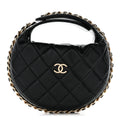 Lambskin Quilted Chain Around Pouch Black