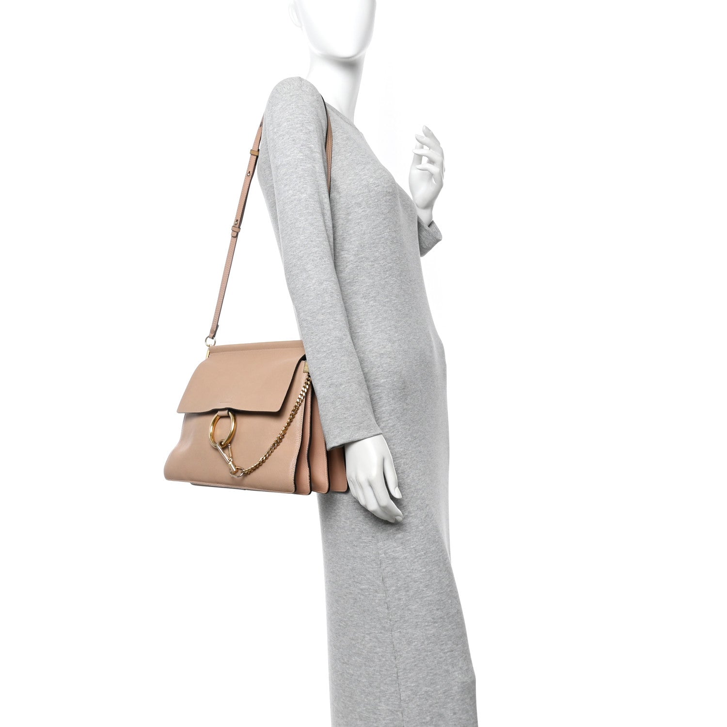 Calfskin Medium Faye Shoulder Bag Biscotti Beige