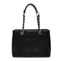 Caviar Quilted Grand Shopping Tote GST Black