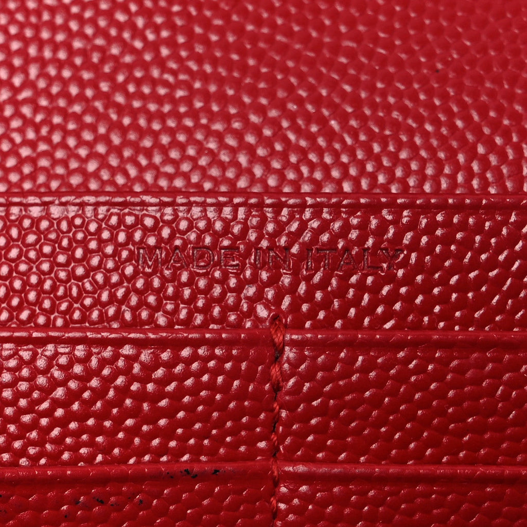 Grain De Poudre Matelasse Chevron Monogram Chain Wallet Red