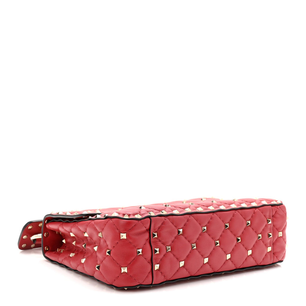 Nappa Medium Rockstud Spike Shoulder Bag Rosso Valentino
