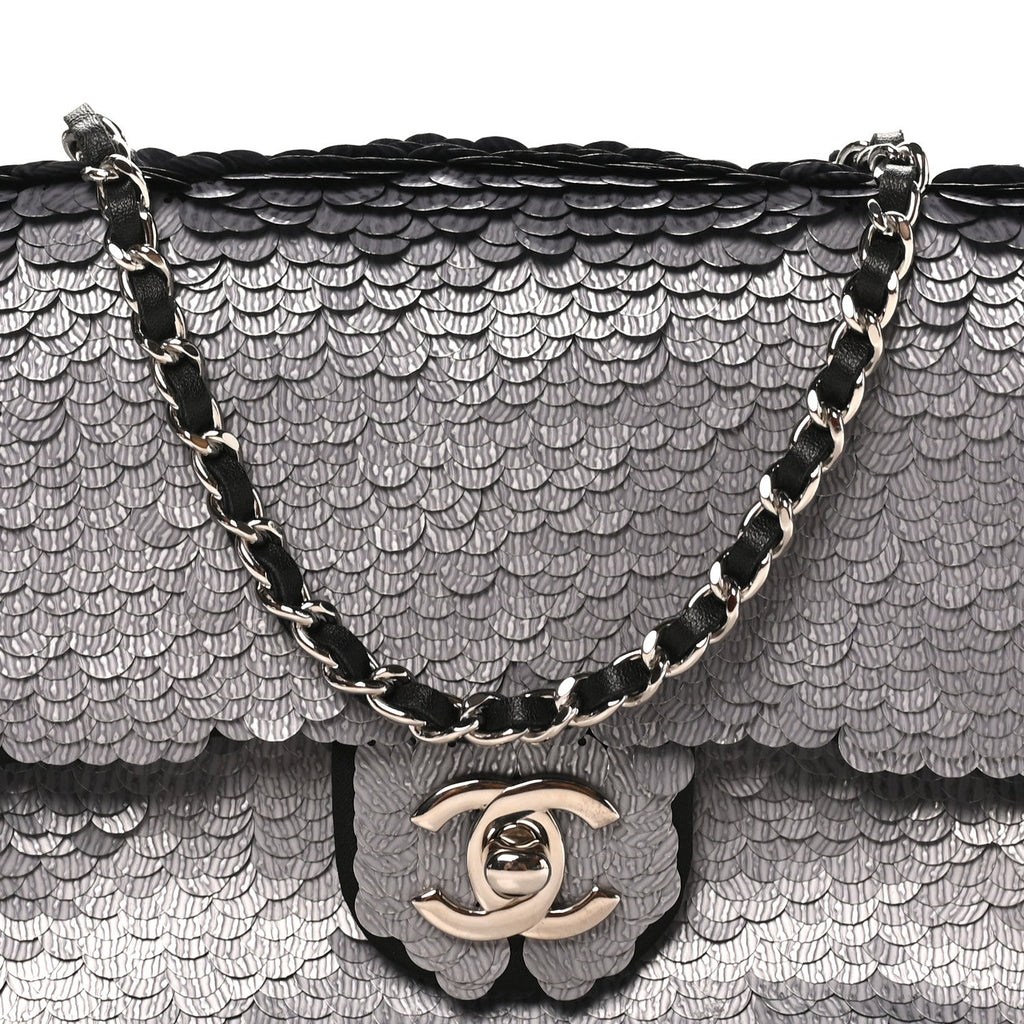 Sequin Small Single Flap Silver