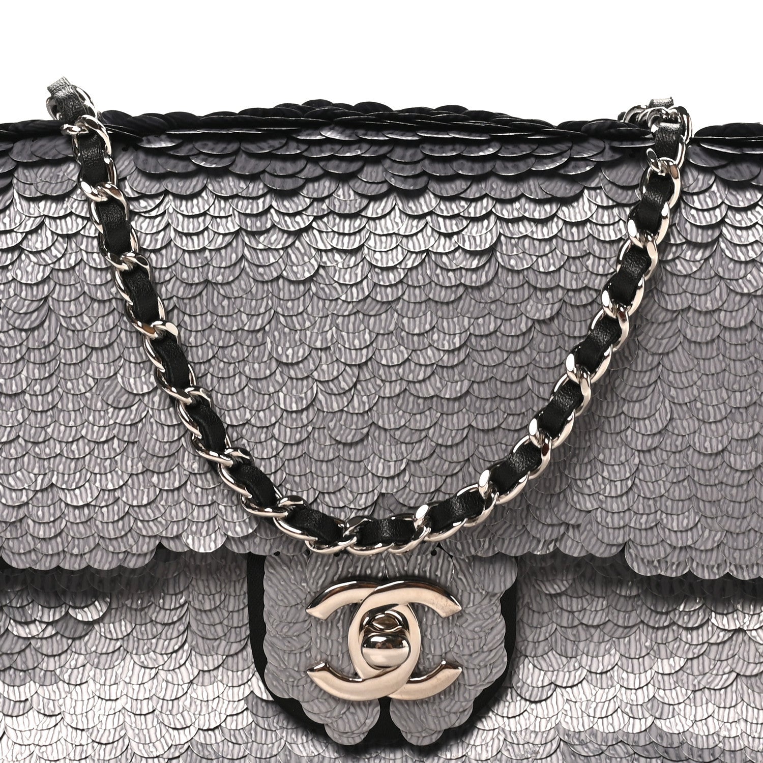 Sequin Small Single Flap Silver