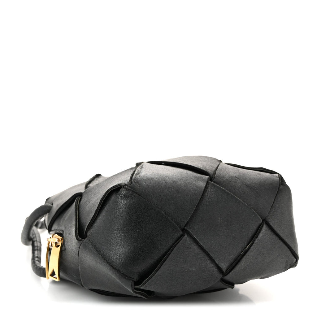 Lambskin Maxi Intrecciato Mini Cassette Camera Bag Black